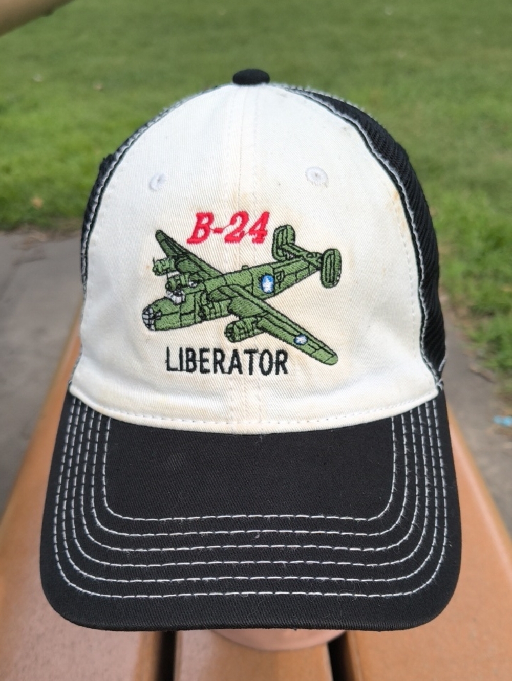 B-24 Liberator Stitched Patch Logo Trucker Mesh Snapback Hat Cap OSFA